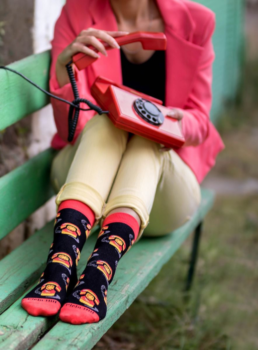 Sosete bumbac organic COLOUR COTTON Retro Phones [9]