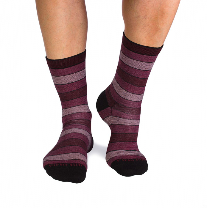 Sosete bumbac organic cu dungi 98% COTTON RICH Bordeaux [2]