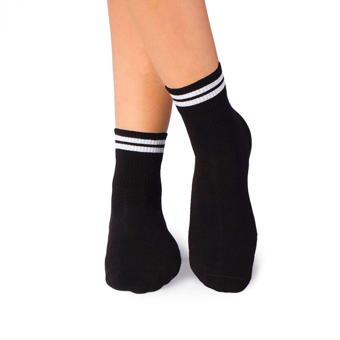 Sosete bumbac organic negre cu 2 dungi albe Active Day [2]