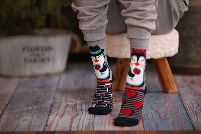 Sosete bumbac Penguin Love Dark Blue [5]