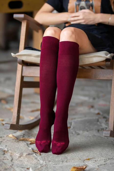 Șosete compresive lungi 3/4 din Bumbac Mercerizat Visiniu [4]