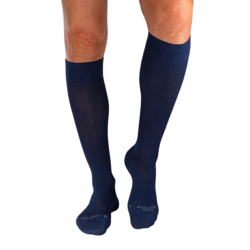 Șosete compresive pentru gambe late lungi 3/4 din Bumbac Mercerizat Albastru [8]