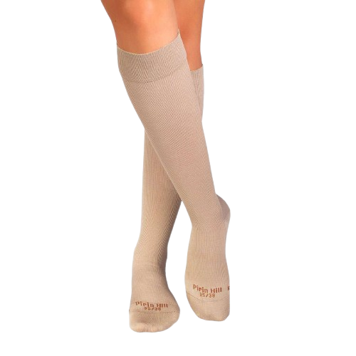 Șosete compresive pentru gambe late lungi 3/4 din Bumbac Mercerizat Bej [8]
