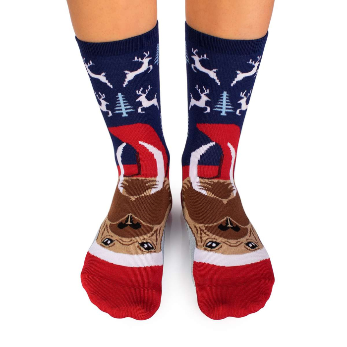 Șosete de Craciun din bambus Crăciunul Polar Morsa Albastru [2]