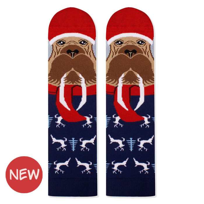 Șosete de Craciun din bambus Crăciunul Polar Morsa Albastru [1]