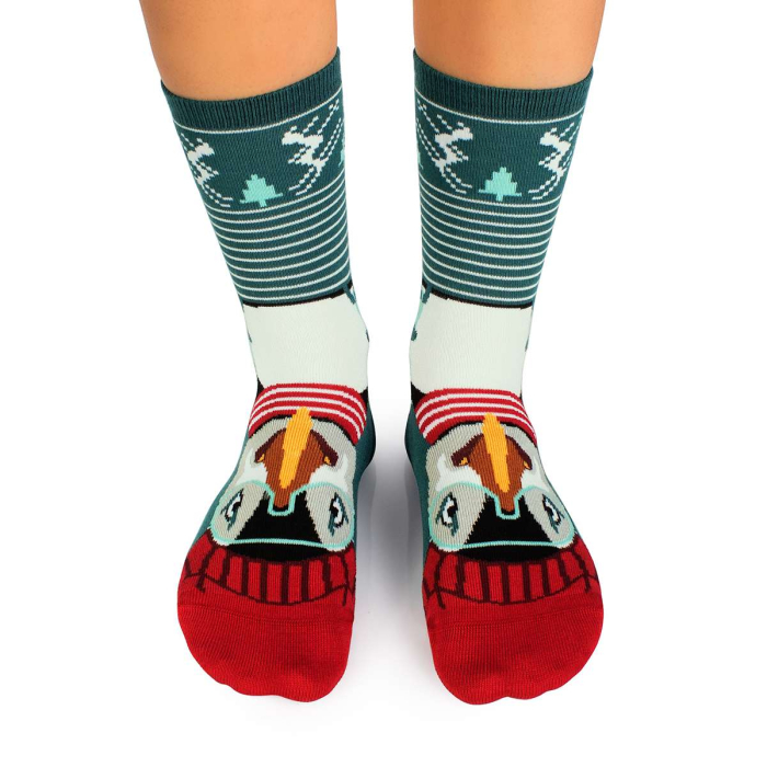 Șosete de Craciun din bambus Crăciunul Polar Pufin Verde [2]