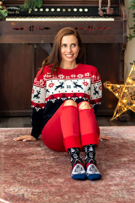 Șosete de Craciun din bambus Crăciunul Polar Urs Polar Negru [4]