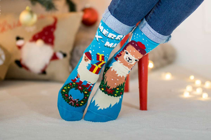 Șosete de Crăciun din bumbac Arty Socks cu Lama Turcoaz [3]