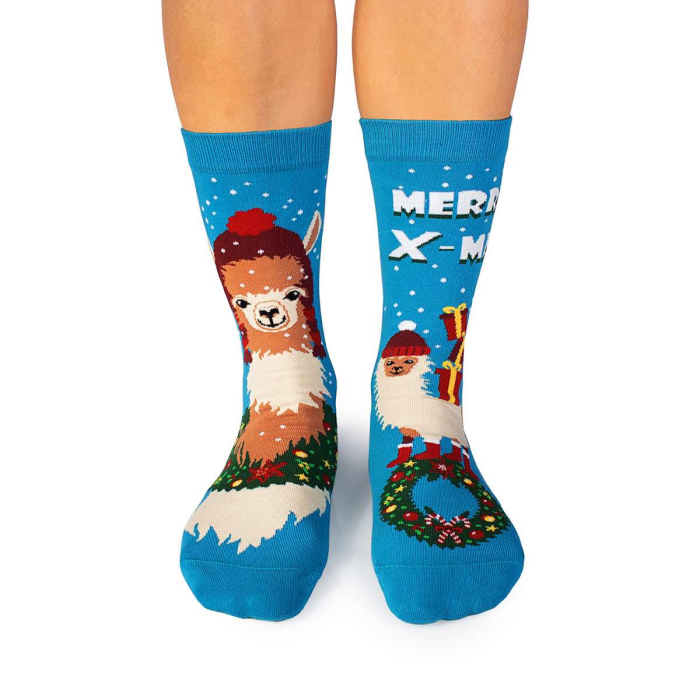 Șosete de Crăciun din bumbac Arty Socks cu Lama Turcoaz [2]