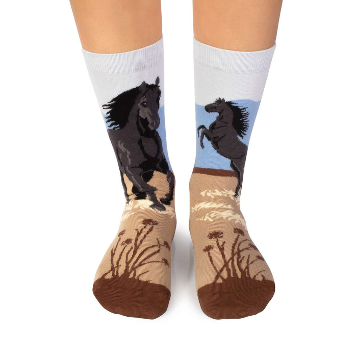 Șosete din bumbac Arty Socks cu Cai Bej [2]