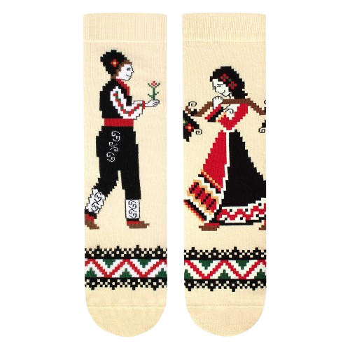 Șosete din bumbac Arty Socks cu Flăcău și Fată Ecru [6]