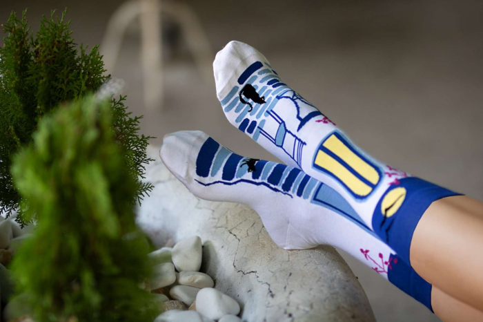 Șosete din bumbac  Arty Socks Seri Grecești Alb [4]