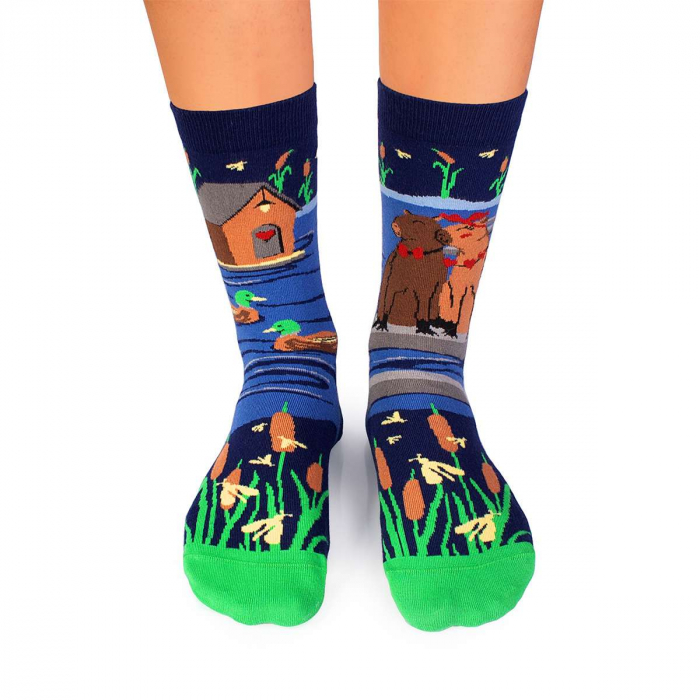 Sosete din bumbac organic Arty Socks Capybara Indragostita Albastru inchis [2]