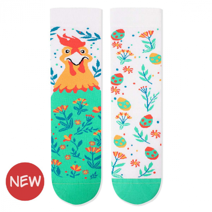 Sosete din bumbac organic Arty Socks Pui de Paste Alb [1]