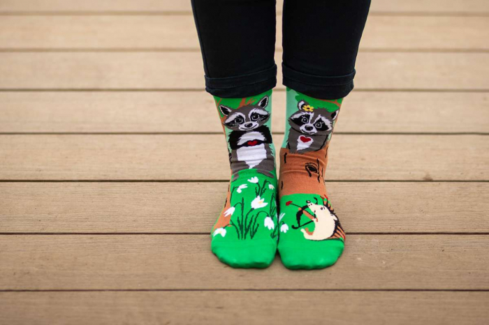 Sosete din bumbac organic Arty Socks Ratoni Indragostiti Verde [3]