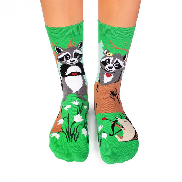 Sosete din bumbac organic Arty Socks Ratoni Indragostiti Verde [2]