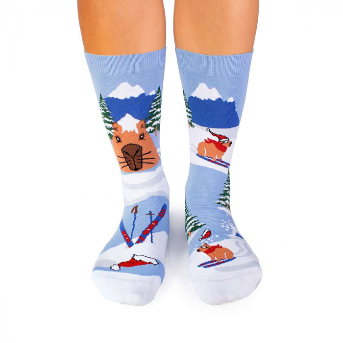 Sosete din bumbac organic de Craciun Arty Socks Capybara George Albastru [2]