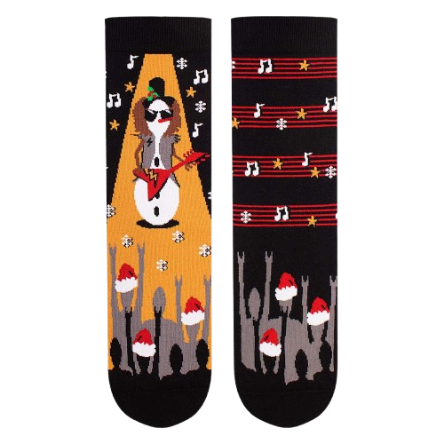 Sosete din bumbac organic de Craciun Arty Socks Om de Zapada Rocker Negru [5]