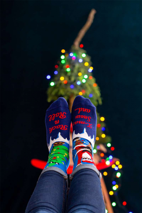 Șosete din bumbac organic de Crăciun Arty Socks Santa Rocker - Albastru [3]