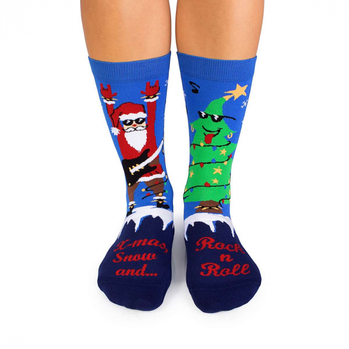 Șosete din bumbac organic de Crăciun Arty Socks Santa Rocker - Albastru [2]