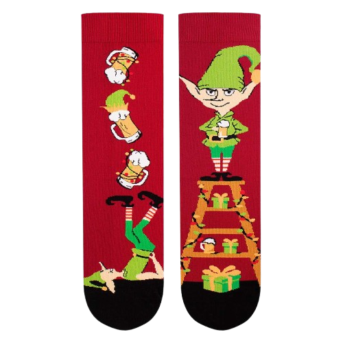 Sosete din bumbac organic de Craciun Arty Socks Spiridus Vesel Bordo deschis [4]