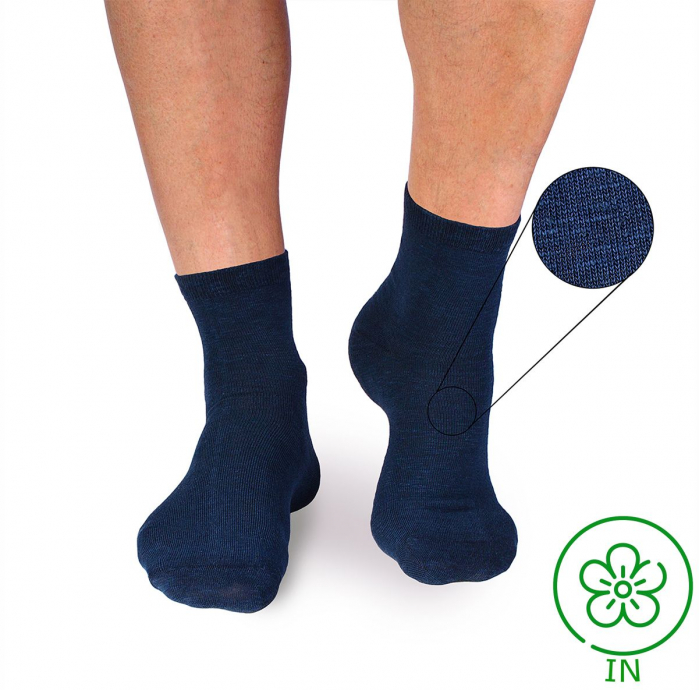 Sosete din in si bumbac LINEN SNEAKER SOCKS Albastru inchis [2]
