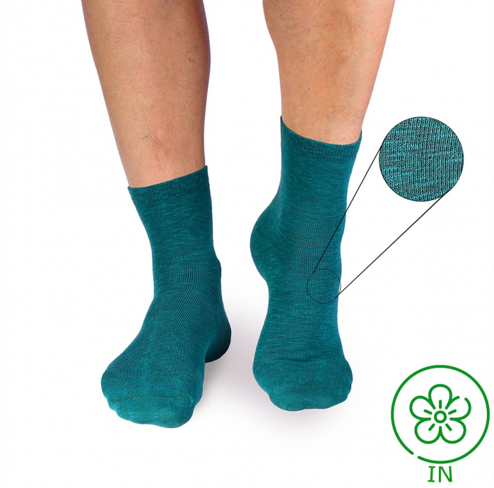 Sosete din in si bumbac LINEN SNEAKER SOCKS Albastru petrol [2]