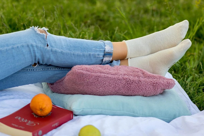 Sosete din in si bumbac LINEN SNEAKER SOCKS Ecru [2]