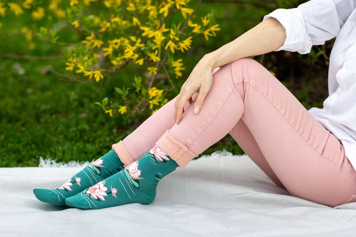 Sosete Fine din Bambus cu Lotus Turcoaz [3]