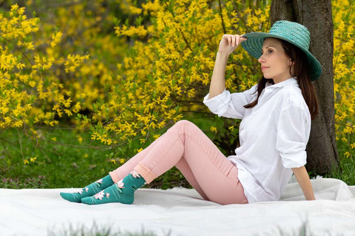 Sosete Fine din Bambus cu Lotus Turcoaz [4]