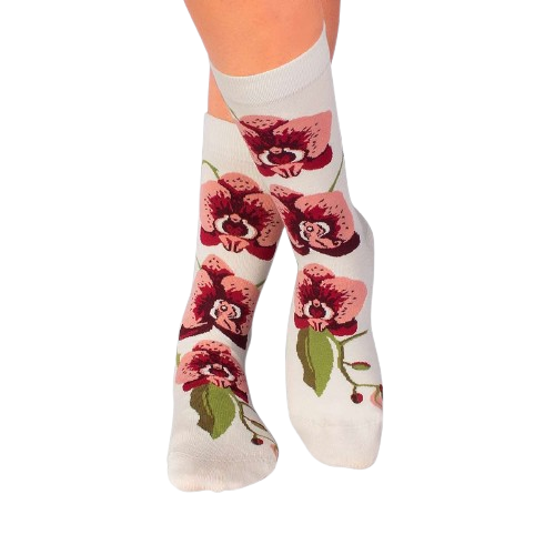 Sosete Fine din Bambus cu Orhidee Ecru [7]