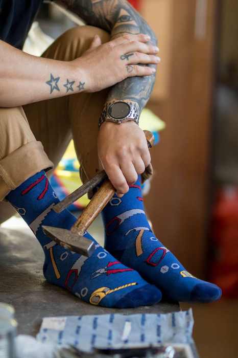 Șosete Fine din Bumbac cu Unelte Albastru [4]