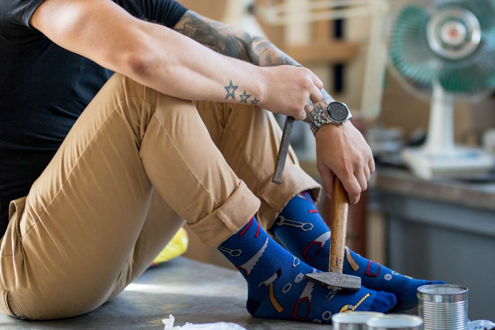 Șosete Fine din Bumbac cu Unelte Albastru [2]