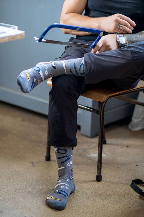 Șosete Fine din Bumbac cu Unelte Gri deschis [3]