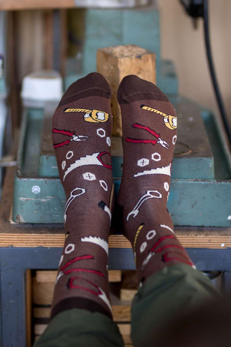 Șosete Fine din Bumbac cu Unelte Maro [2]