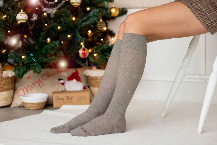 Șosete lungi compresive 3/4  din Lână Merinos Bej [6]