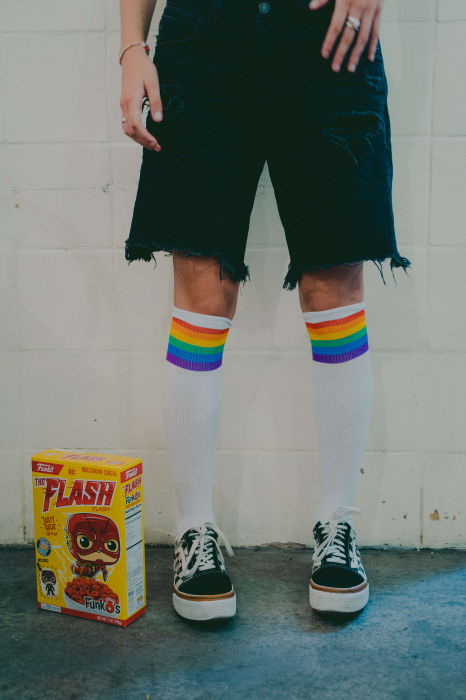 Sosete lungi peste genunchi Rainbow Pride Alb [6]