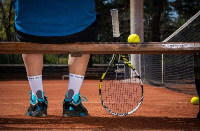 Sosete pentru tenis Fusion Alb Negru Turcoaz [2]
