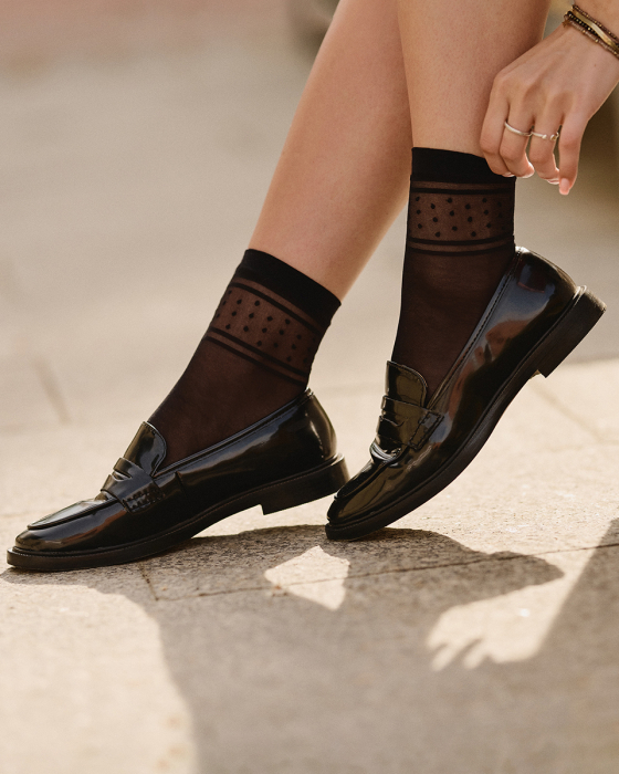 Șosete poliamidă cu dungi și buline pentru femei Nebi [3]