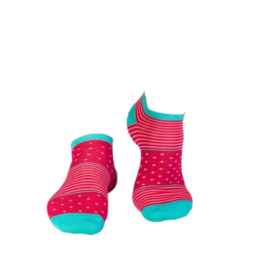 Sosete scurte bambus FINE BAMBOO cu buline si dungi roz fucsia [3]