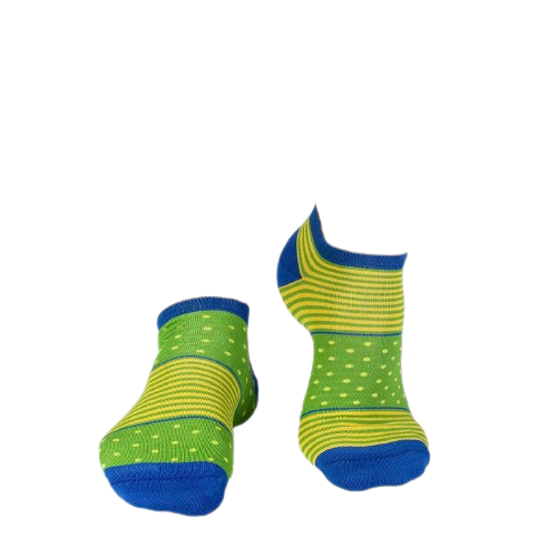 Sosete scurte bambus FINE BAMBOO cu buline si dungi verde lime [3]