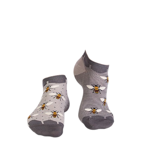 Sosete scurte bambus FINE BAMBOO Sneaker Bees - Grey [7]