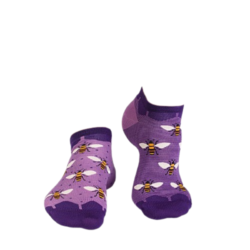 Sosete scurte bambus FINE BAMBOO Sneaker Bees - Purple [5]