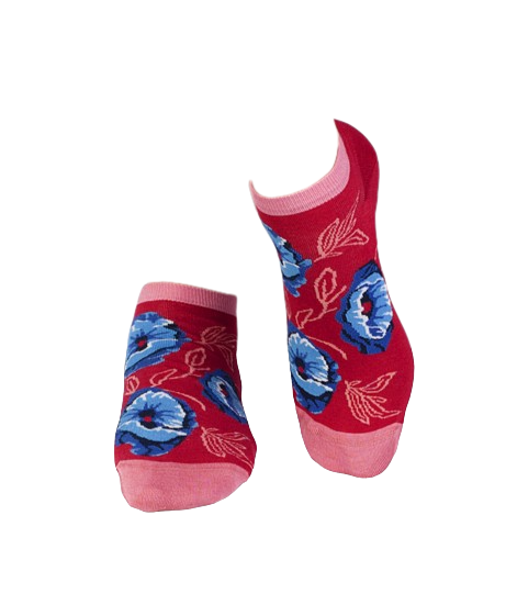 Sosete scurte bambus Flowers Red [3]