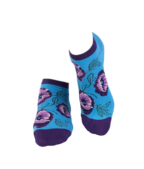 Sosete scurte bambus Flowers Violet Blue [3]