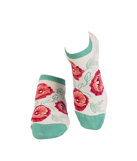 Sosete scurte bambus Flowers White [4]