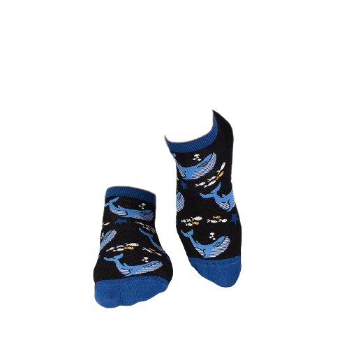 Sosete scurte bumbac Fine Cotton Sealife Balene Negru [2]