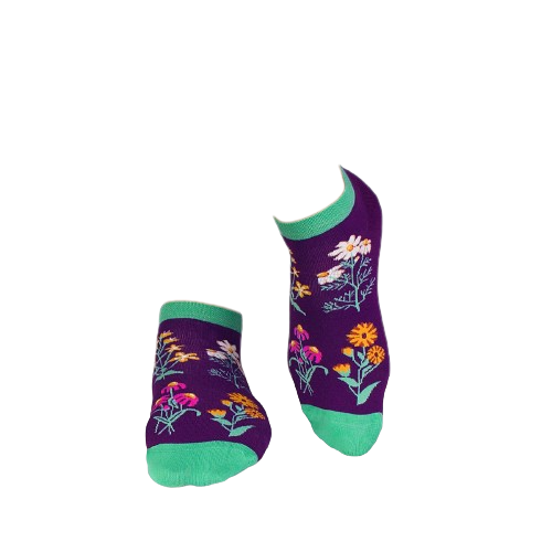 Sosete scurte bumbac, model floral, Violet [5]