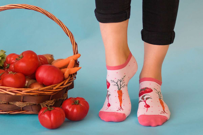 Sosete scurte bumbac organic Fine Cotton Veggie roz pal [2]