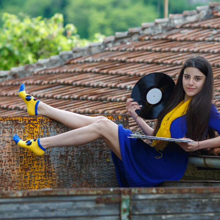 Sosete scurte bumbac Retro Vinyl [4]